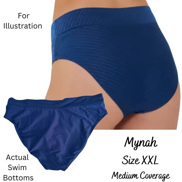 Mynah Womens Textured High Waist Bikini Swimsuit Bottom Size XXL Medium Coverage - Picture 3 of 9